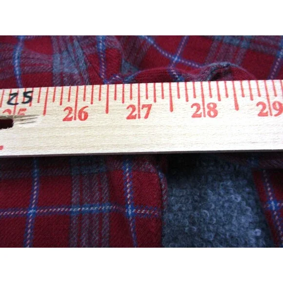 LL Bean Shirt Mens Extra Large XL Red Blue Flannel Plaid Casual Button Up - Picture 8 of 9